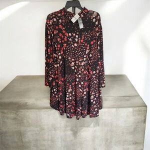 Lane Bryant Black and Red Floral Dress